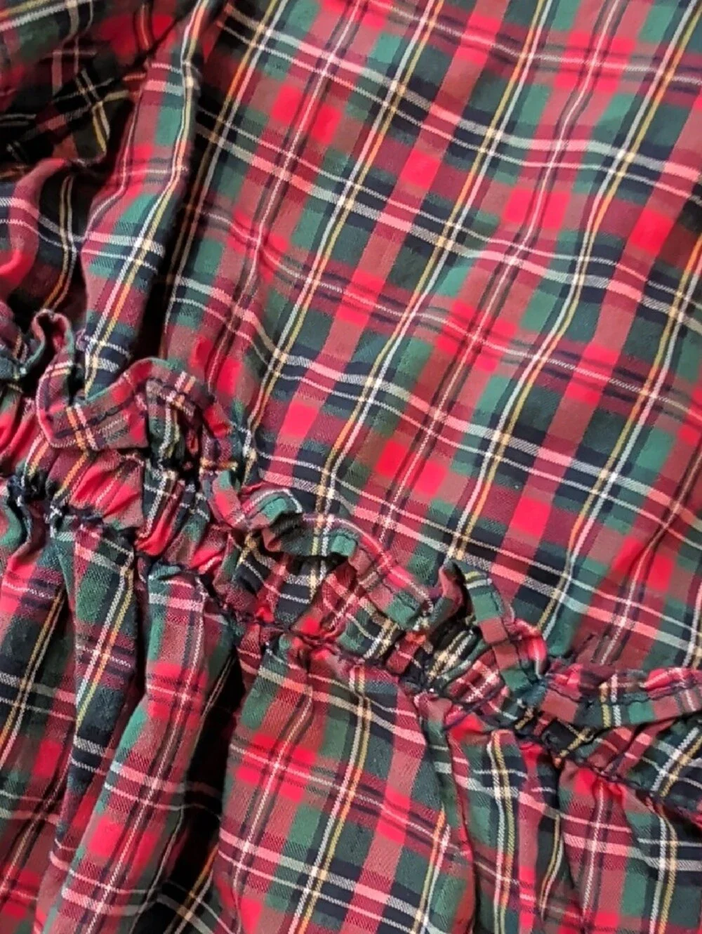 Ralph Lauren Red and Green Plaid Ruffle-Trim Button Front Blouse